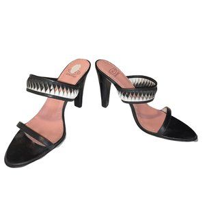 Circa JOAN & DAVID Black White High Heel Twist Band Sandals Shoes 8 M